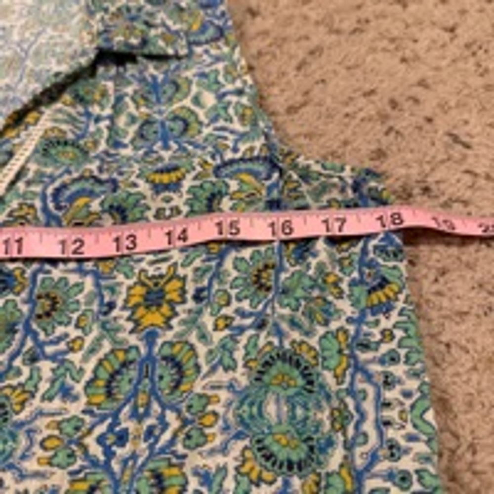 Women's Democracy Sleeveless Top Size M Blue Green Floral - Picture 4 of 7